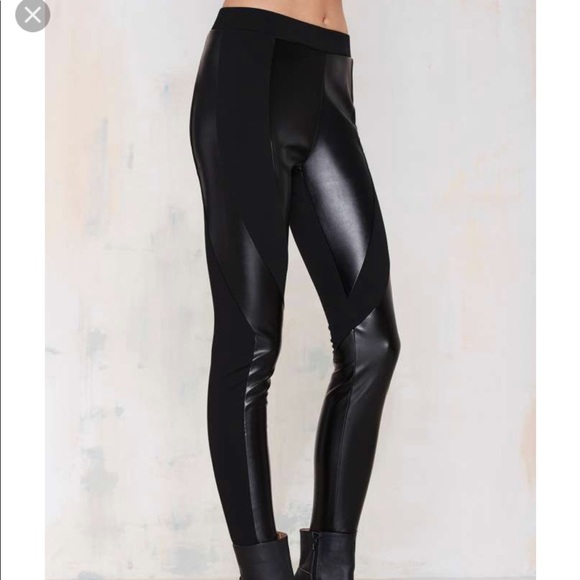 EUC LIKE NEW Nasty Gal Faux Real black leather leggings - Picture 2 of 6